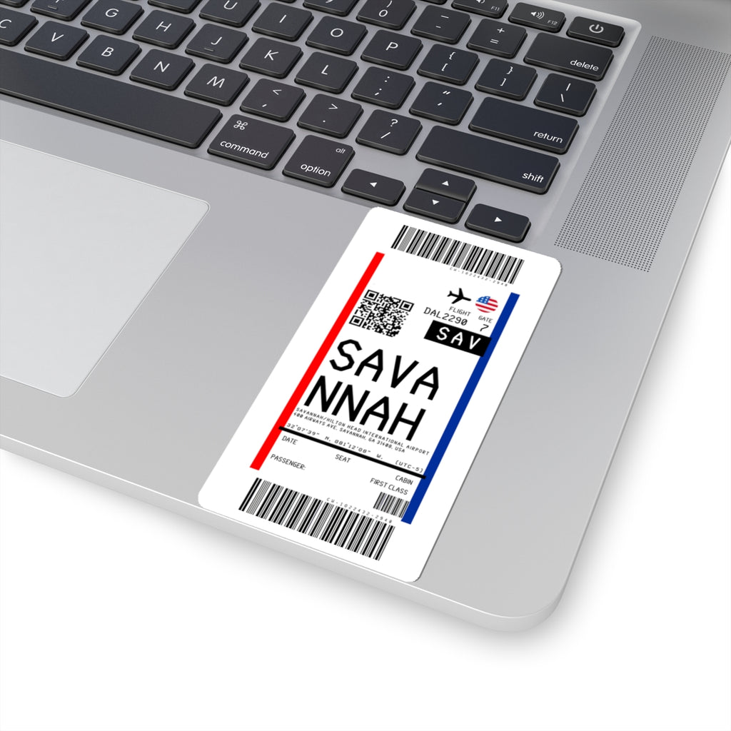 Savannah/Hilton Head International Airport (SAV) Boarding Pass Sticker — Travel Luggage Decal