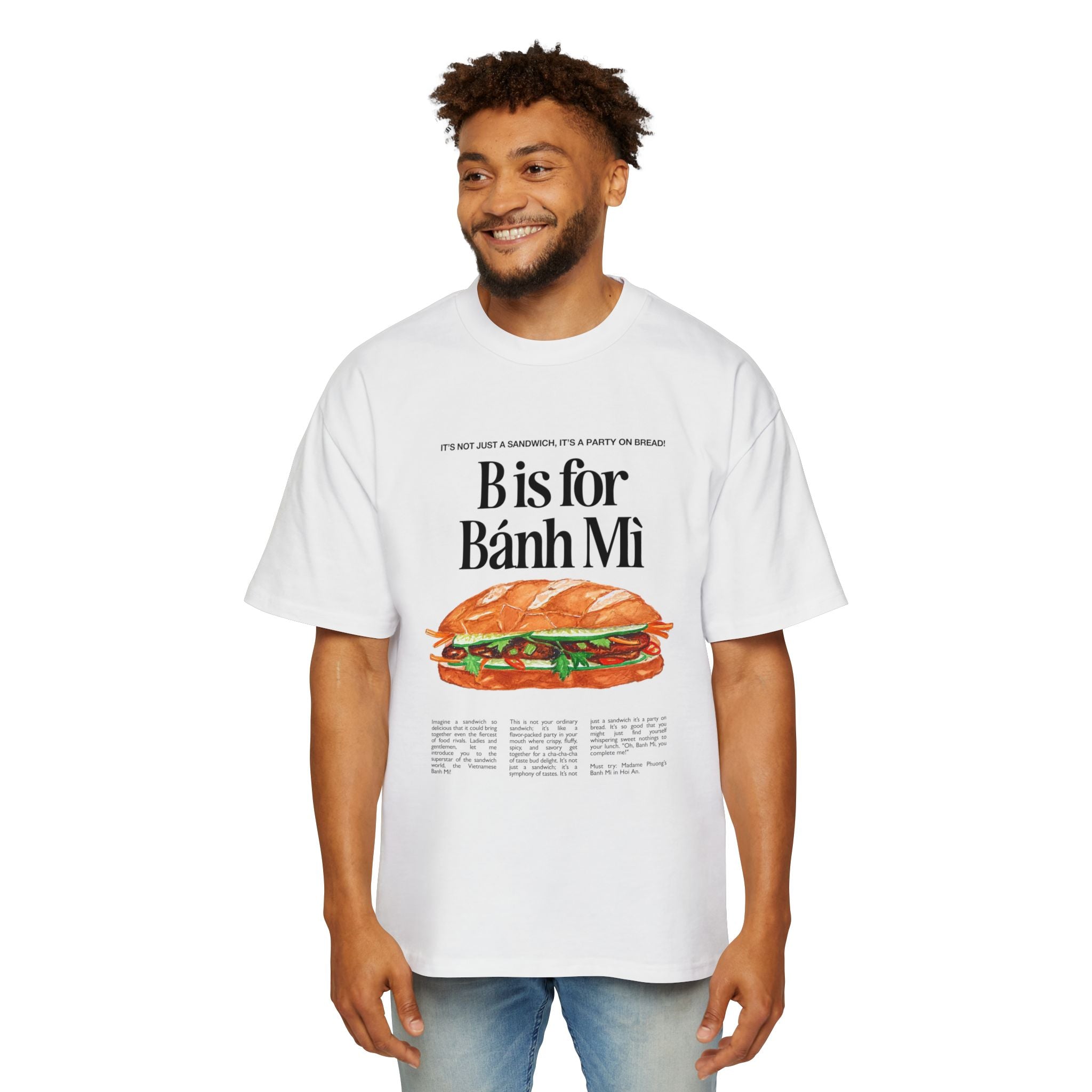 B is for Banh Mi — Vietnamese Cuisine Graphic Oversized T-Shirt