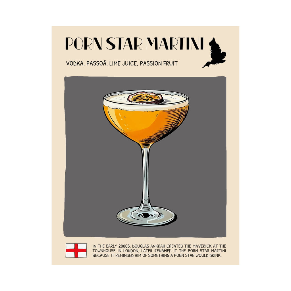 Pornstar Martini Poster — Cocktail Recipe Matte Vertical Art Print
