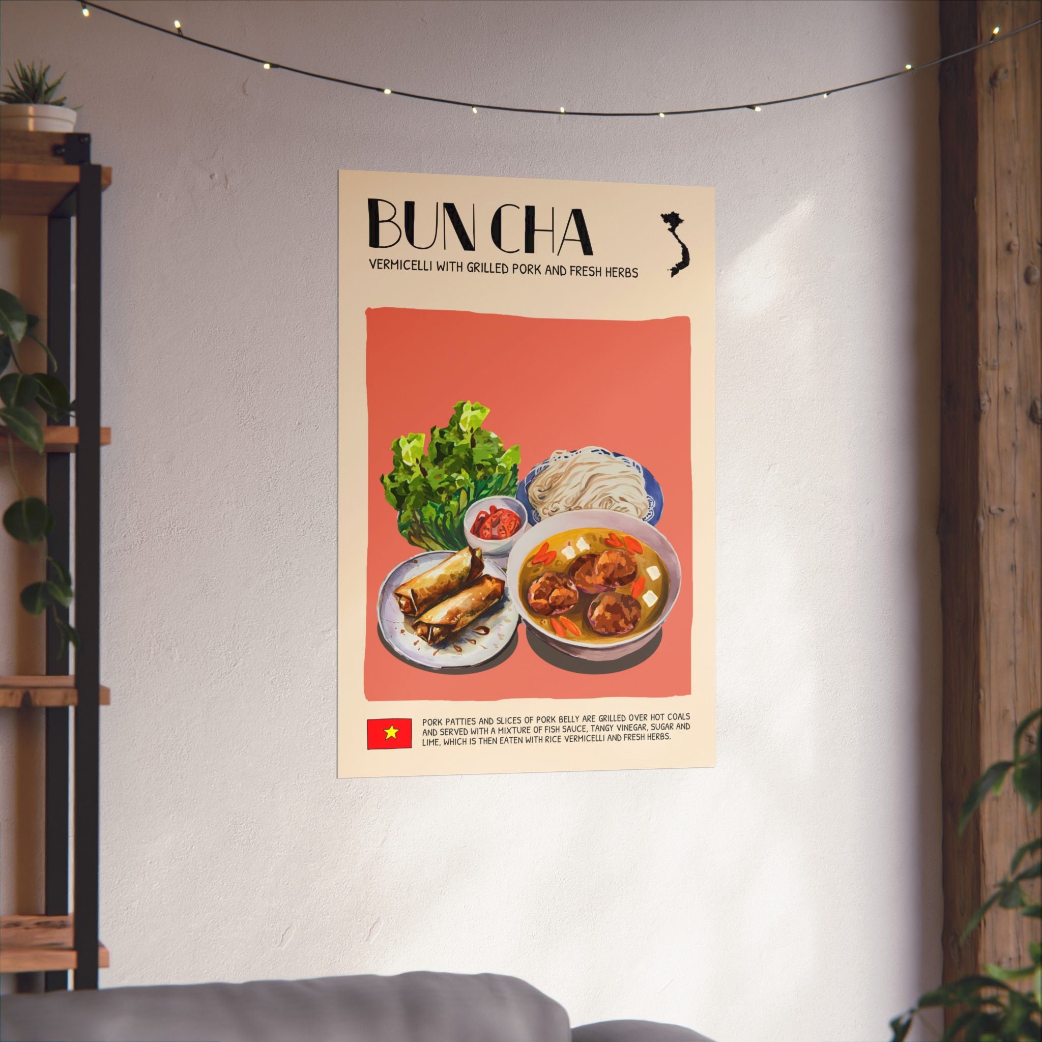 Bun Cha Matte Poster — Vietnamese Food Kitchen Art