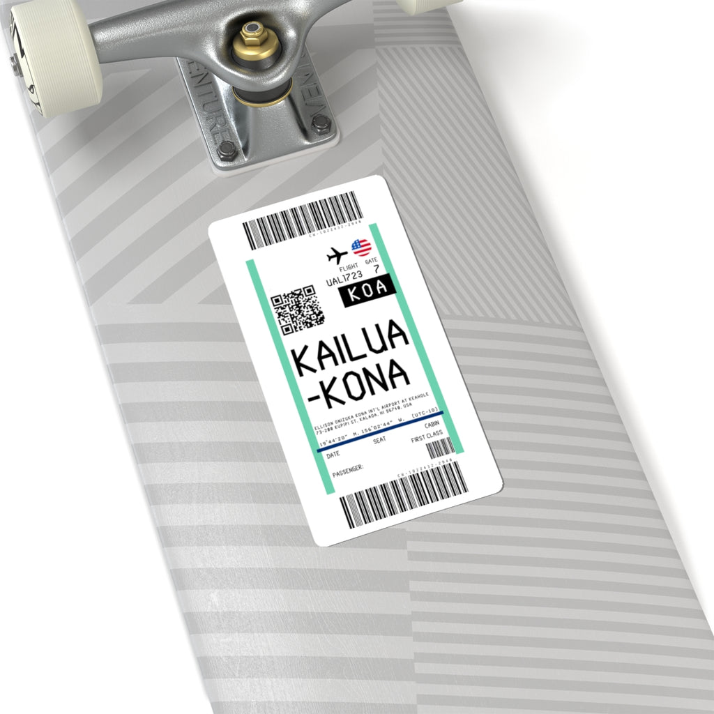 Ellison Onizuka Kona International Airport at Keāhole (KOA) Boarding Pass Sticker — Travel Luggage Decal