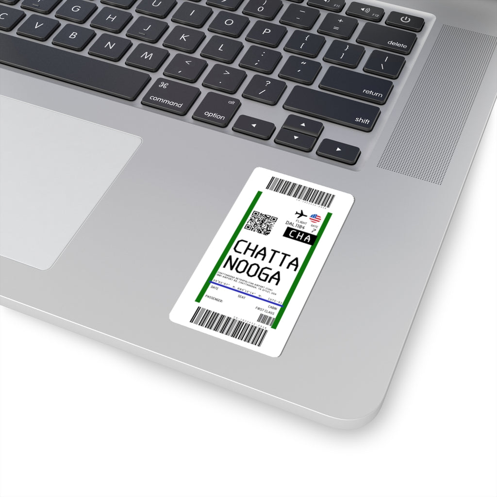 Chattanooga Metropolitan Airport (CHA) Boarding Pass Sticker — Travel Luggage Decal