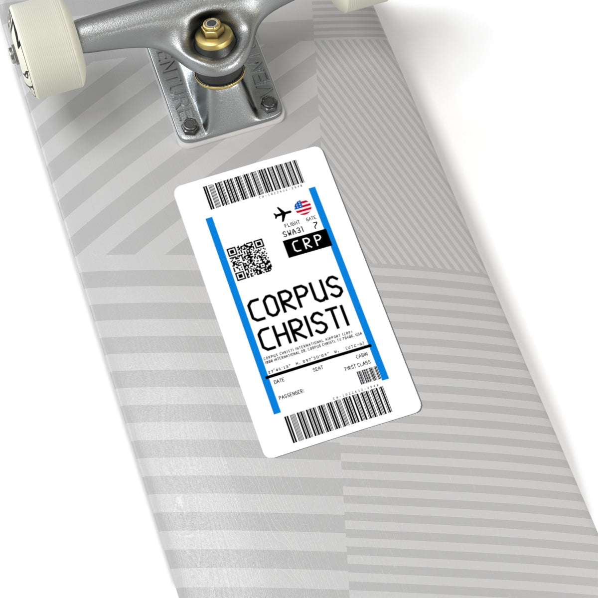 Corpus Christi International Airport (CRP) Boarding Pass Sticker — Travel Luggage Decal