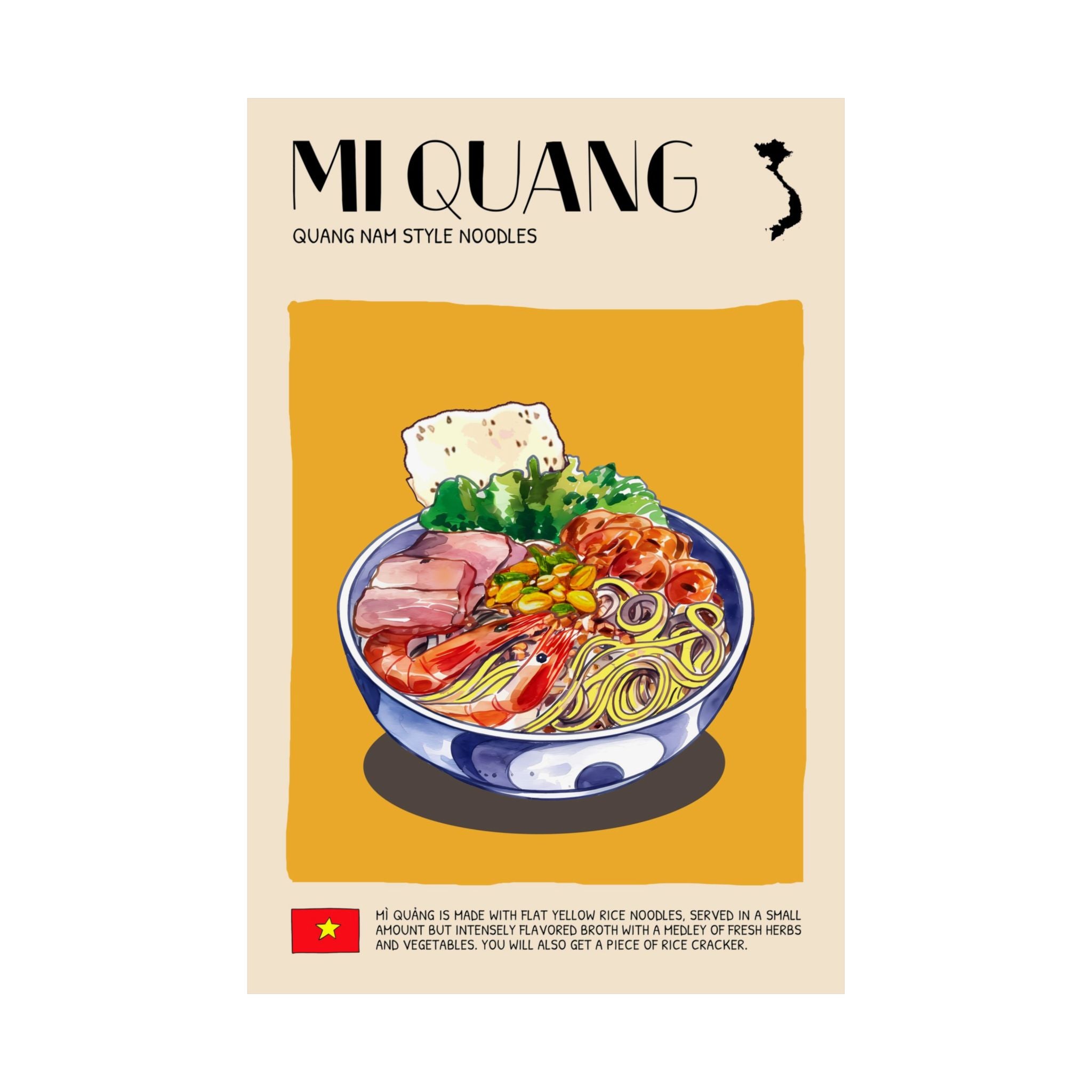 Mi Quang Matte Poster — Vietnamese Food Kitchen Art
