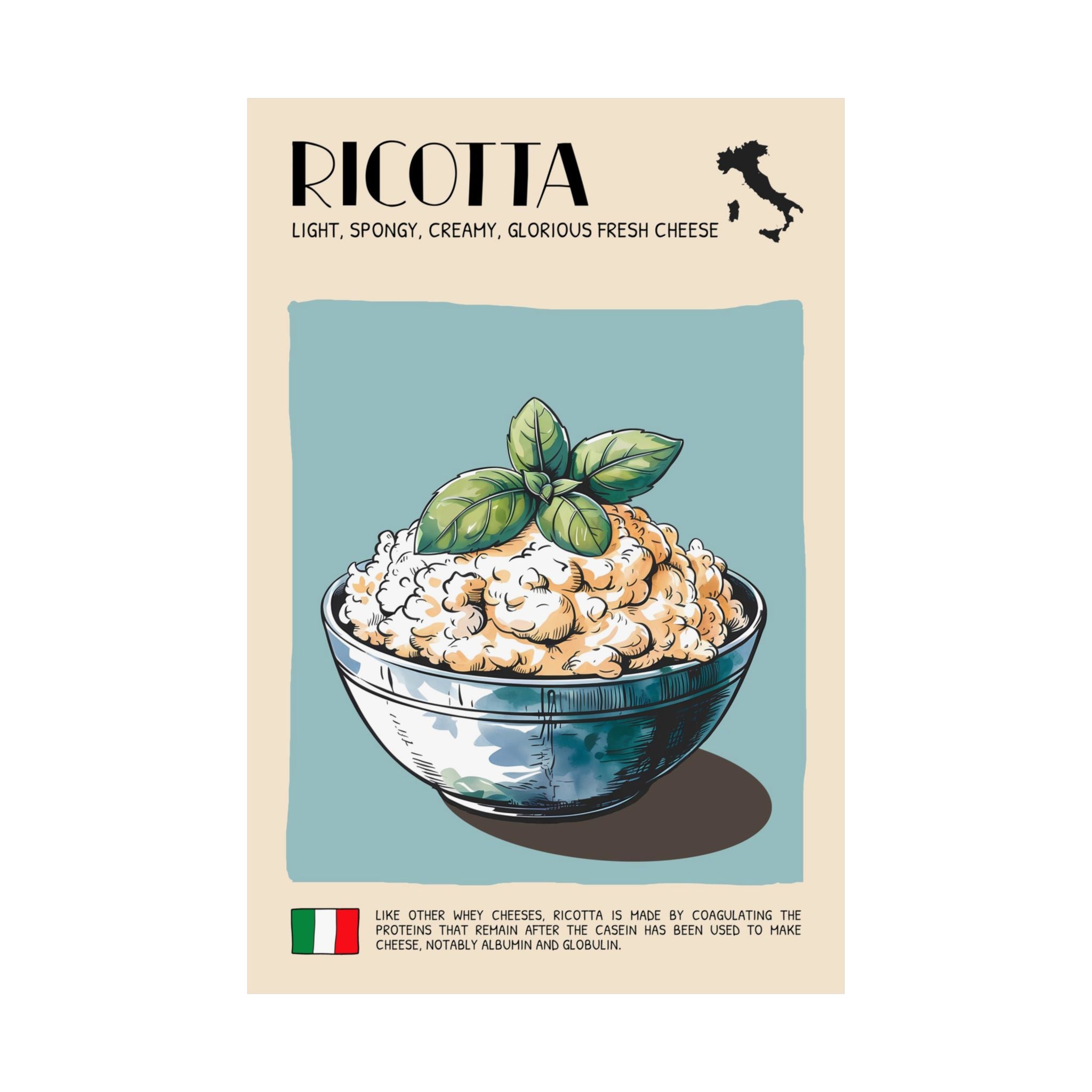 Ricotta Cheese Poster — Kitchen Art Vertical Matte Print