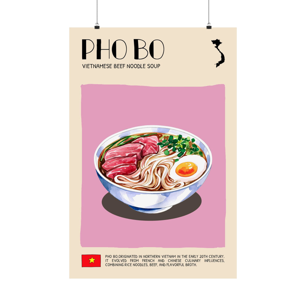 Pho Bo Poster — Matte Vietnamese Street Food Kitchen Art