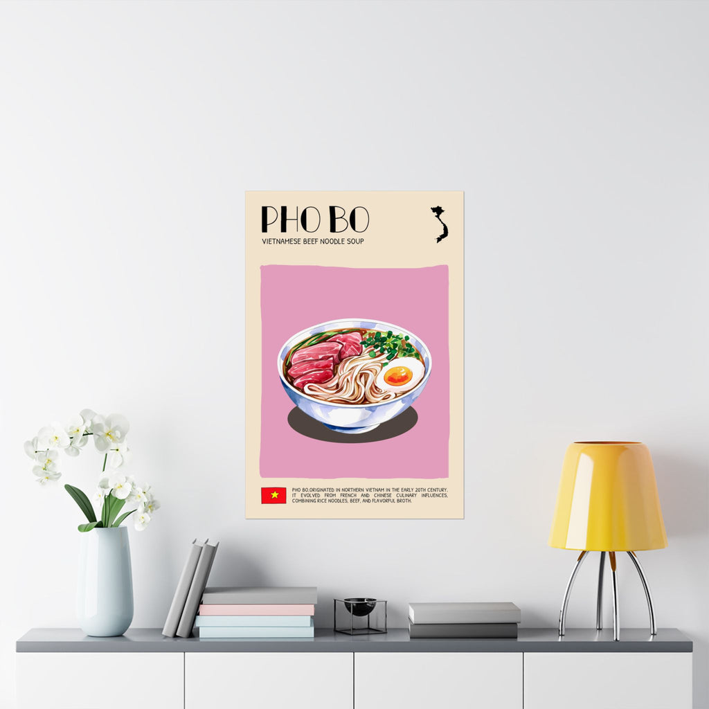 Pho Bo Poster — Matte Vietnamese Street Food Kitchen Art