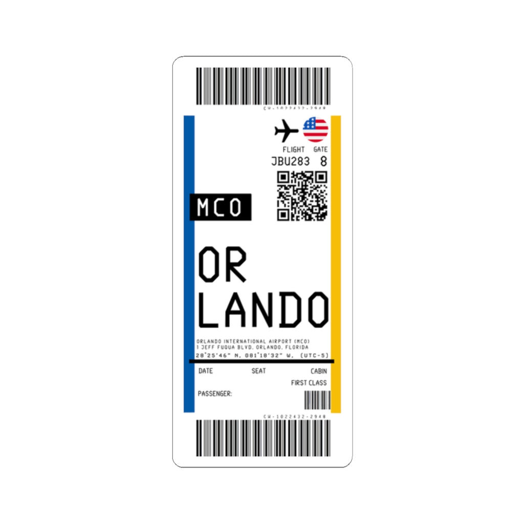 Orlando International Airport (MCO) Boarding Pass Sticker — Travel Luggage Decal