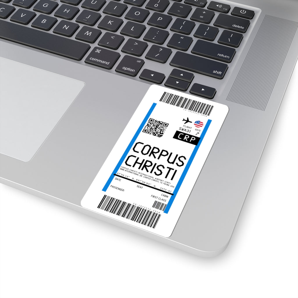 Corpus Christi International Airport (CRP) Boarding Pass Sticker — Travel Luggage Decal