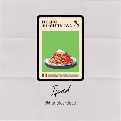 DIGITAL POSTER - ITALIAN FOOD ART - BUCATINI ALL'AMATRICIANA