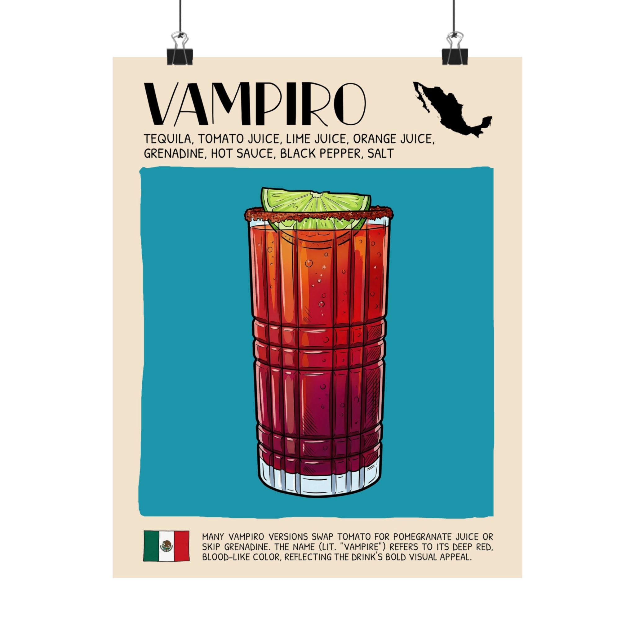 Vampiro Poster — Mexican Cocktail Art Print