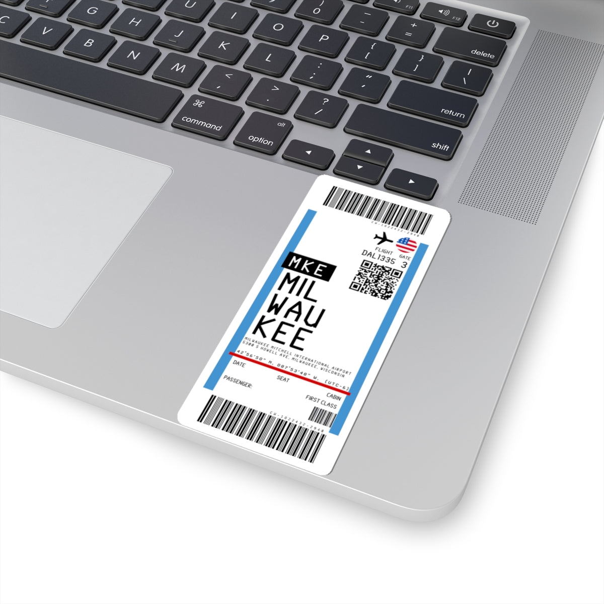 Milwaukee Mitchell International Airport (MKE) Boarding Pass Sticker — Travel Luggage Decal