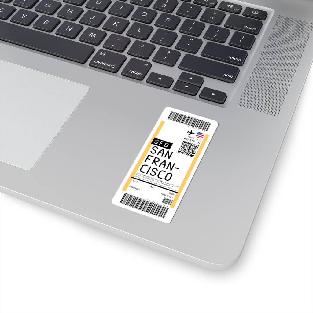 San Francisco International Airport (SFO) Boarding Pass Sticker — Travel Luggage Decal