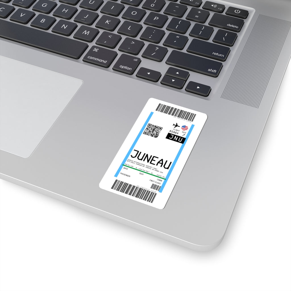 Juneau International Airport (JNU) Boarding Pass Sticker — Travel Luggage Decal