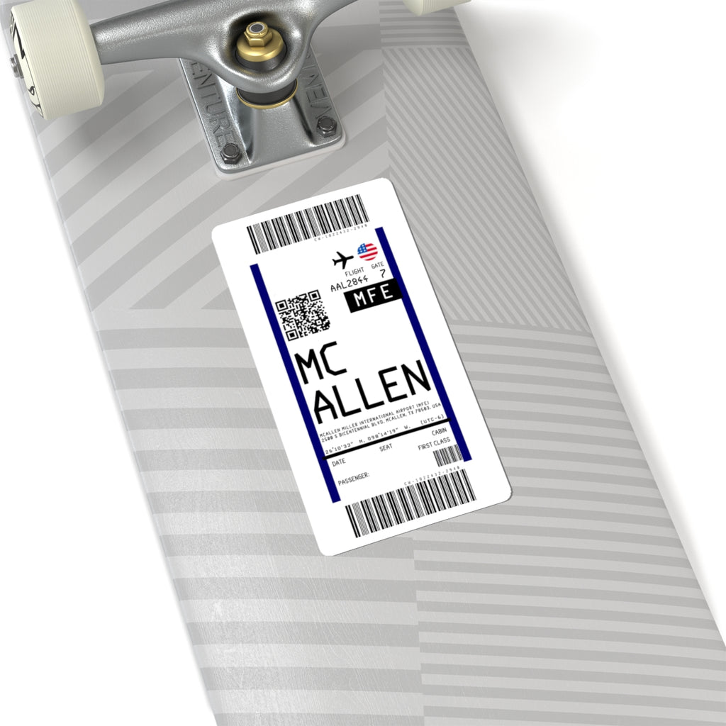 McAllen Miller International Airport (MFE) Boarding Pass Sticker — Travel Luggage Decal