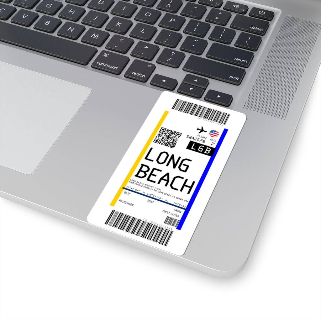 Long Beach Airport (LGB) Boarding Pass Sticker — Travel Luggage Decal