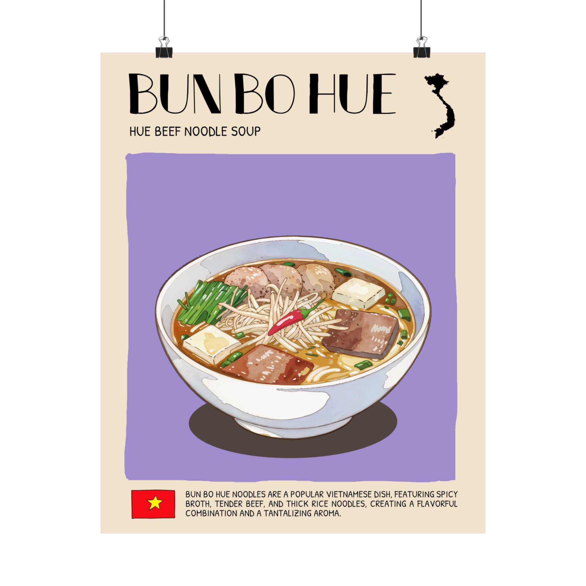 Bun Bo Hue Matte Poster — Vietnamese Food Kitchen Art