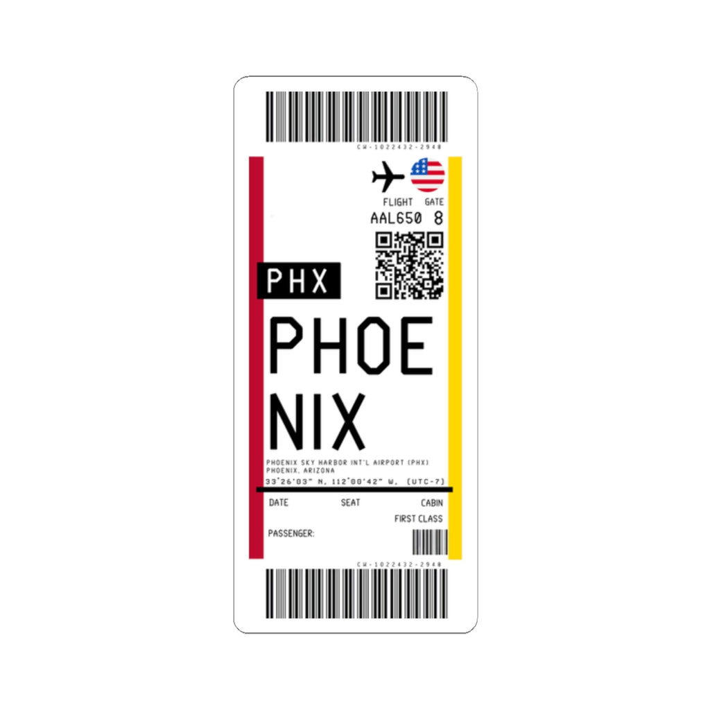 Phoenix Sky Harbor International Airport (PHX) Boarding Pass Sticker — Travel Luggage Decal