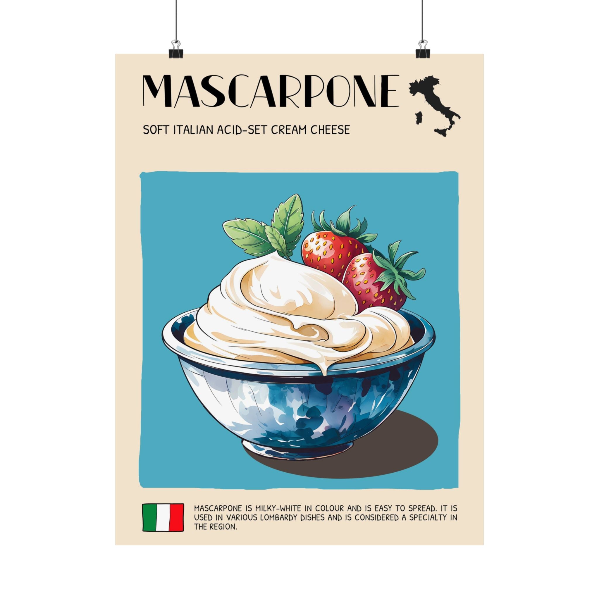 Mascarpone CheesePoster —  Kitchen Art Vertical Matte Print