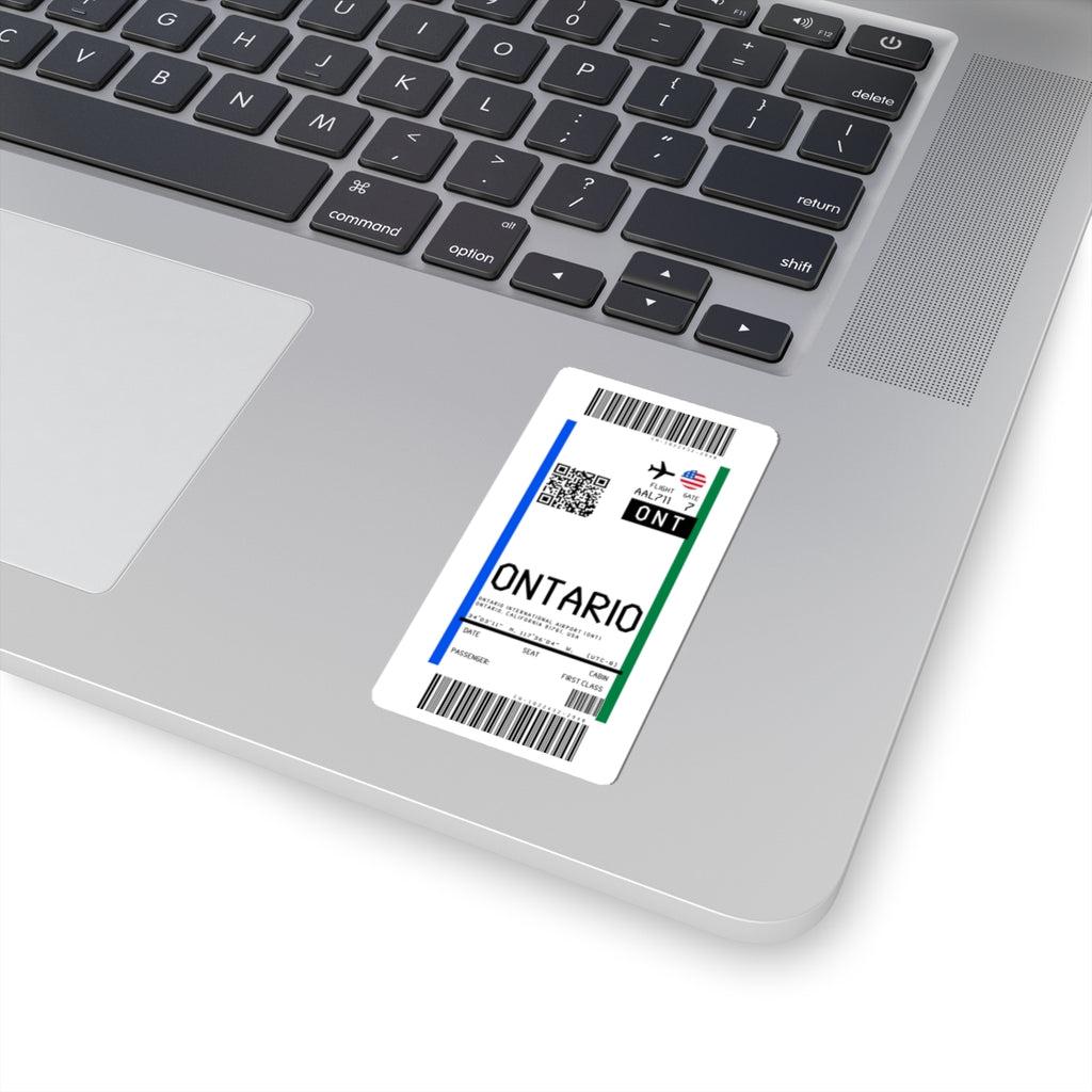Ontario International Airport (ONT) Boarding Pass Sticker — Travel Luggage Decal