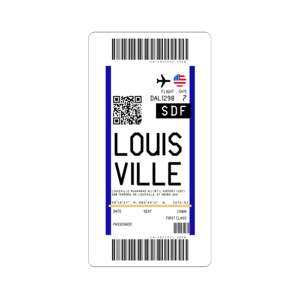 Louisville Muhammad Ali International Airport (SDF) Boarding Pass Sticker — Travel Luggage Decal