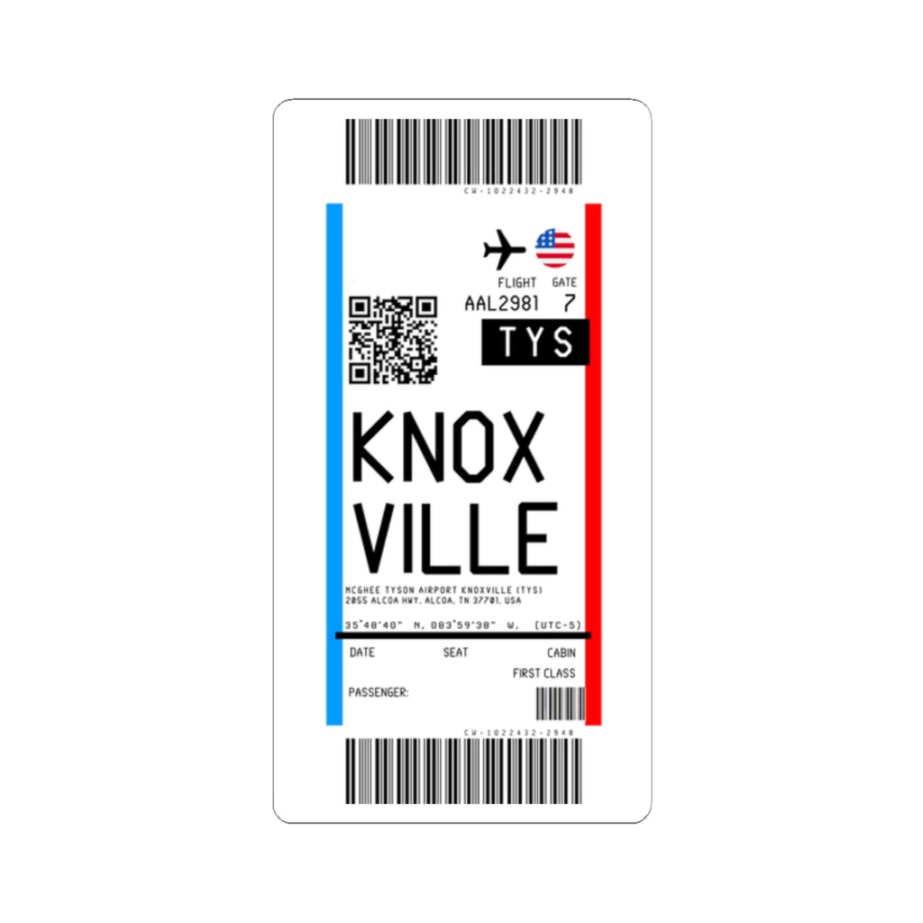 McGhee Tyson Airport (TYS) Boarding Pass Sticker — Travel Luggage Decal