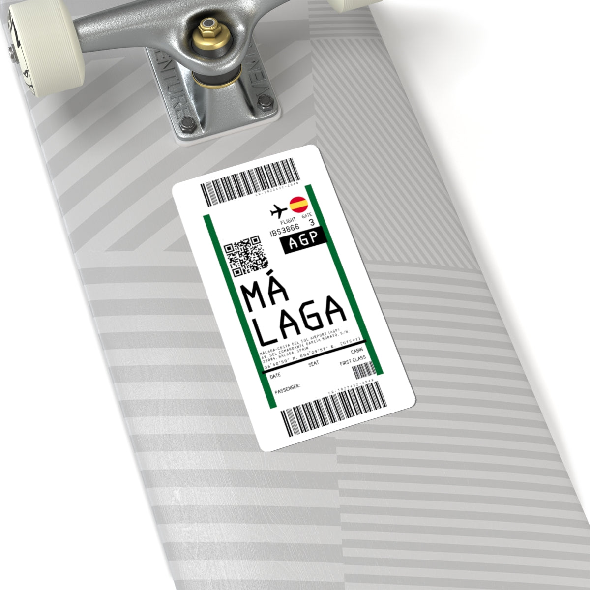Málaga-Costa del Sol Airport (AGP) Boarding Pass Sticker — Travel Luggage Decal