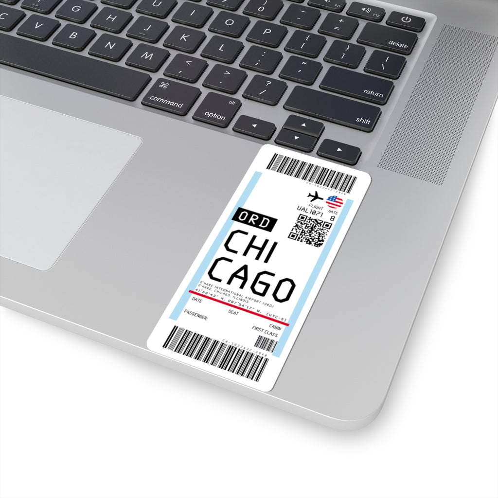 Chicago O'Hare International Airport (ORD) Boarding Pass Sticker — Travel Luggage Decal
