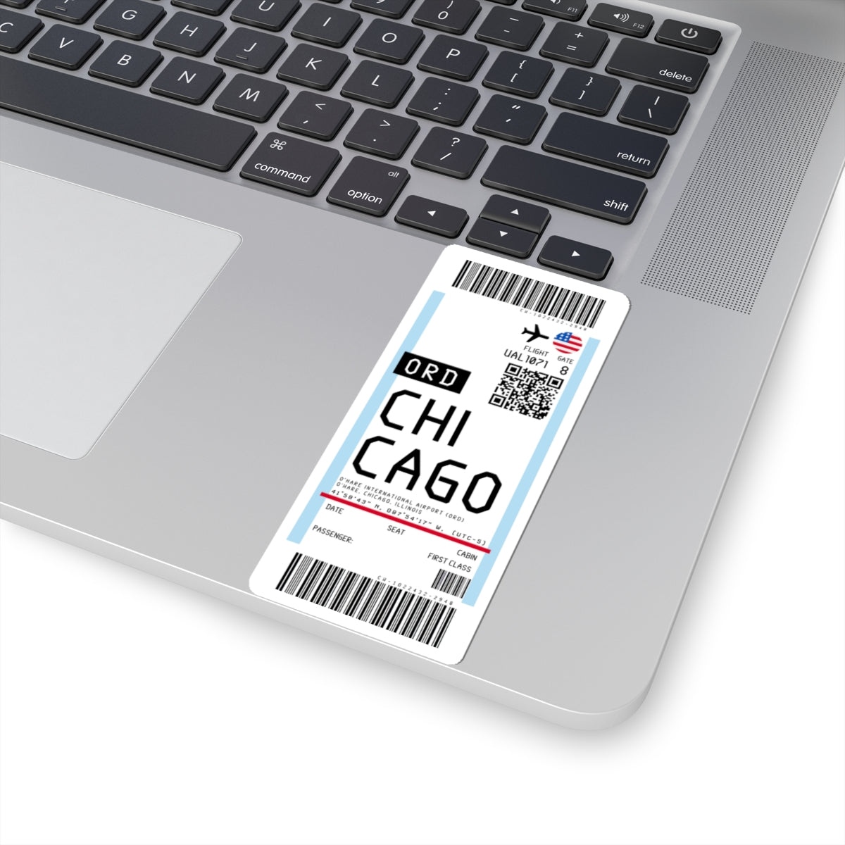 Chicago O'Hare International Airport (ORD) Boarding Pass Sticker — Travel Luggage Decal