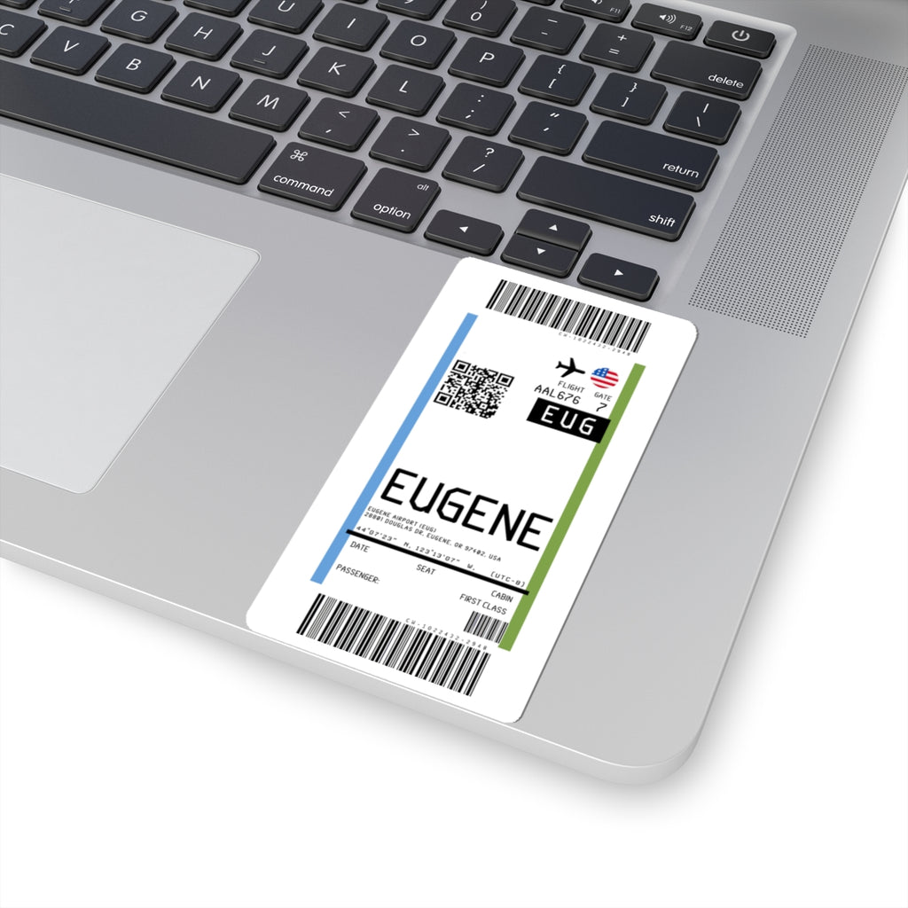 Eugene Airport (EUG) Boarding Pass Sticker — Travel Luggage Decal