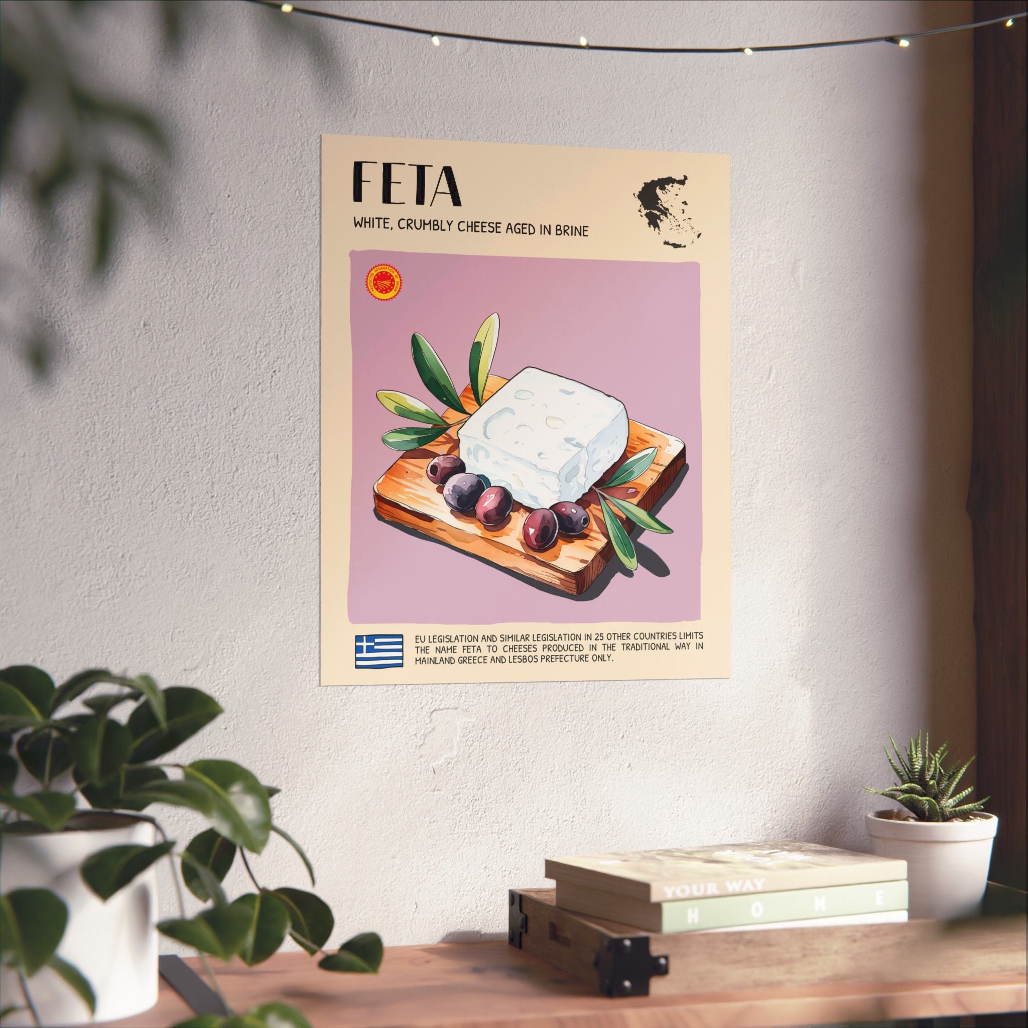 Feta Cheese Poster — Kitchen Art Vertical Matte Print