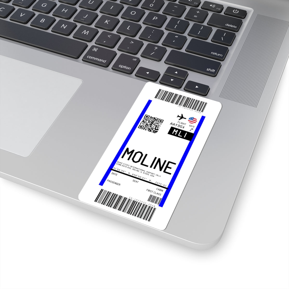 Quad Cities International Airport (MLI) Boarding Pass Sticker — Travel Luggage Decal