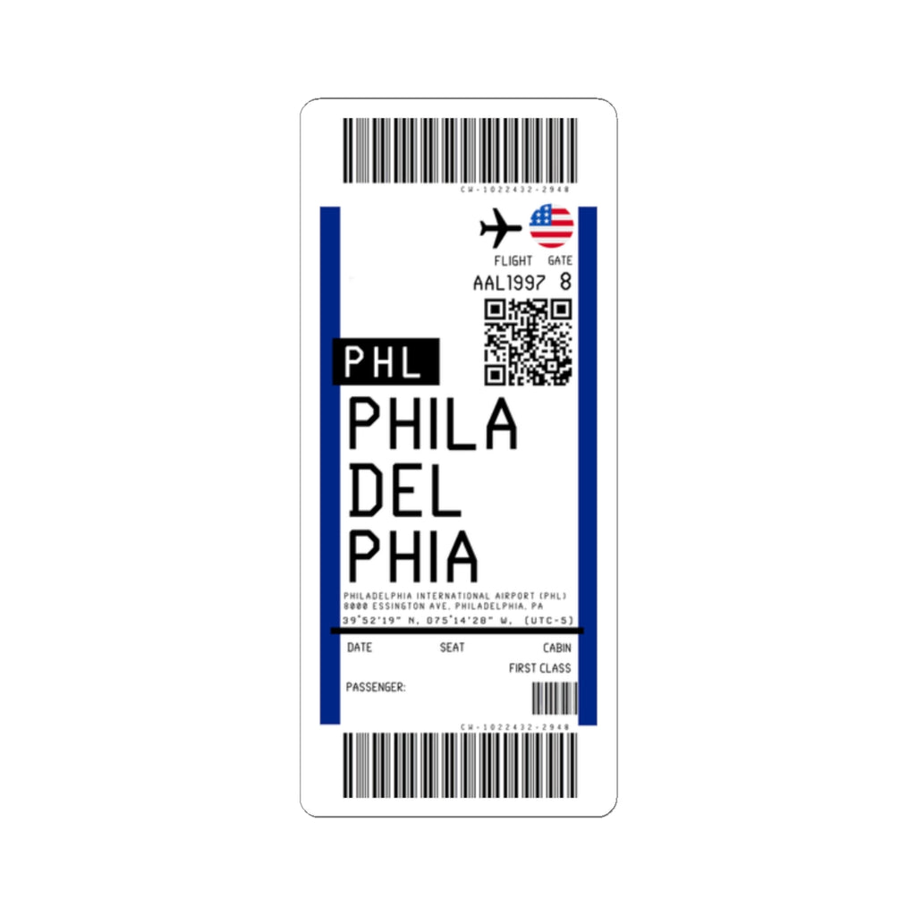 Philadelphia International Airport (PHL) Boarding Pass Sticker — Travel Luggage Decal