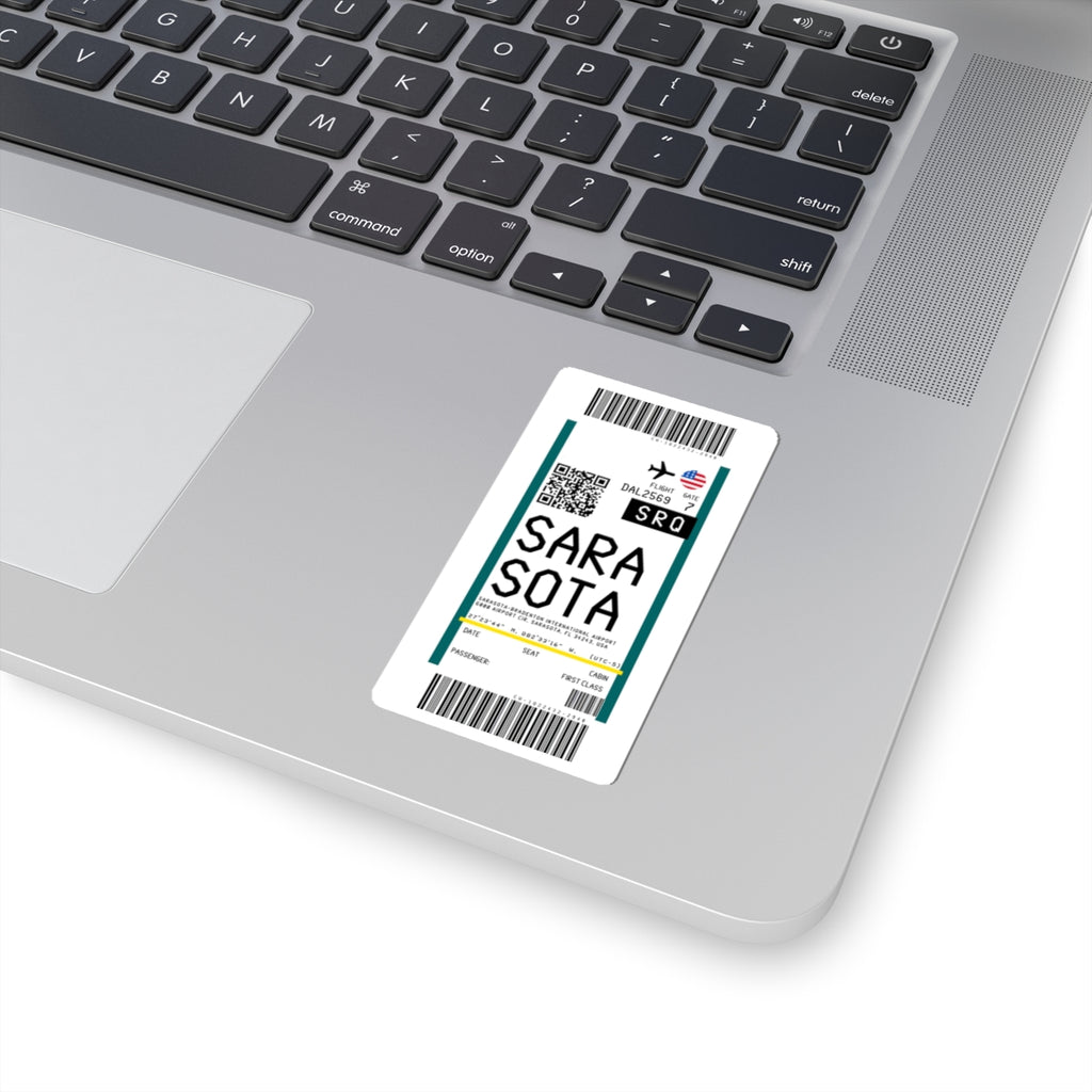 Sarasota–Bradenton International Airport (SRQ) Boarding Pass Sticker — Travel Luggage Decal