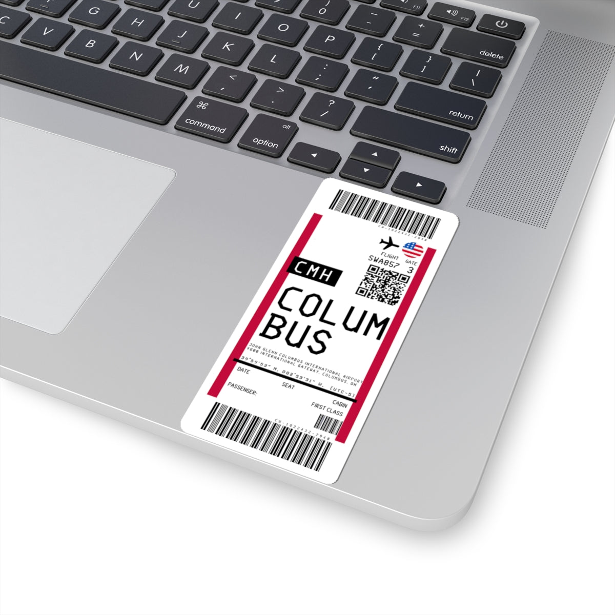 John Glenn Columbus International Airport (CMH) Boarding Pass Sticker — Travel Luggage Decal