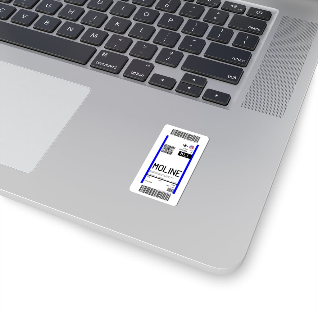 Quad Cities International Airport (MLI) Boarding Pass Sticker — Travel Luggage Decal