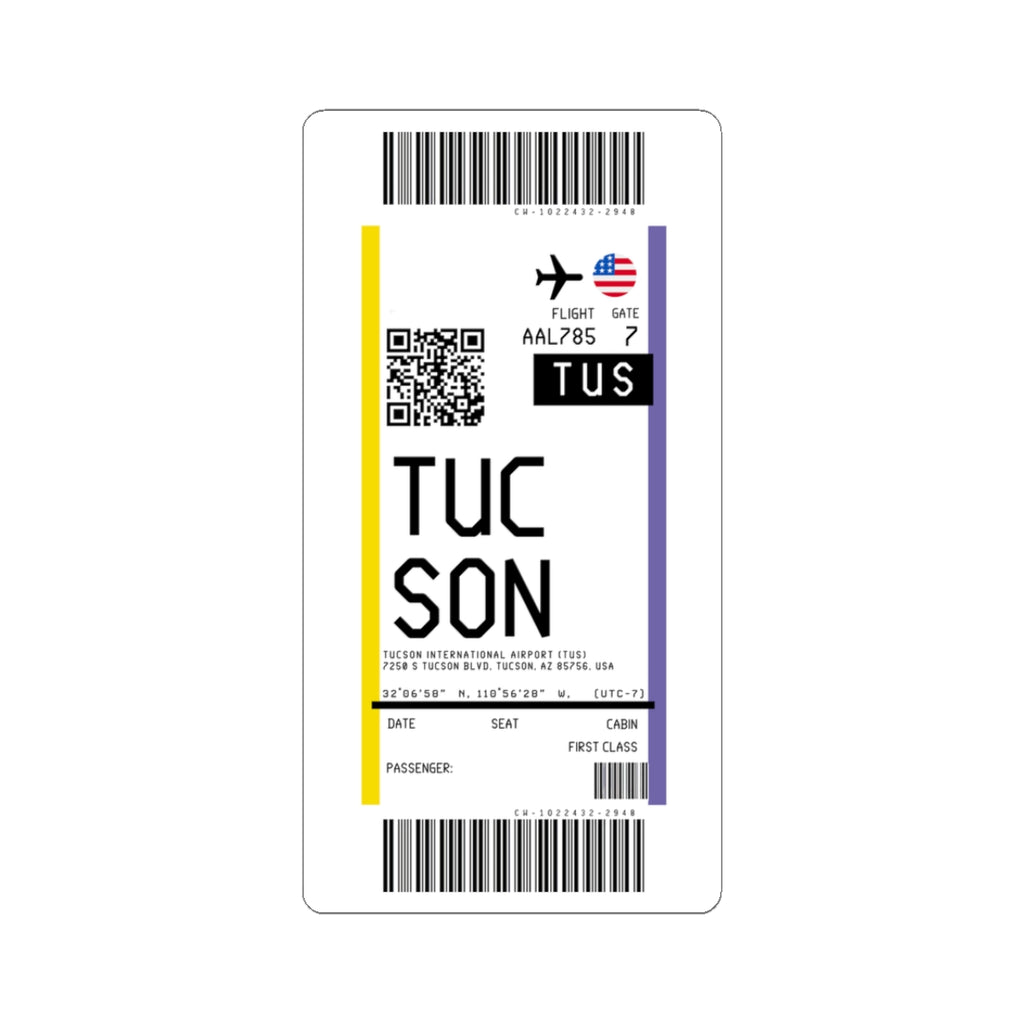 Tucson International Airport (TUS) Boarding Pass Sticker — Travel Luggage Decal