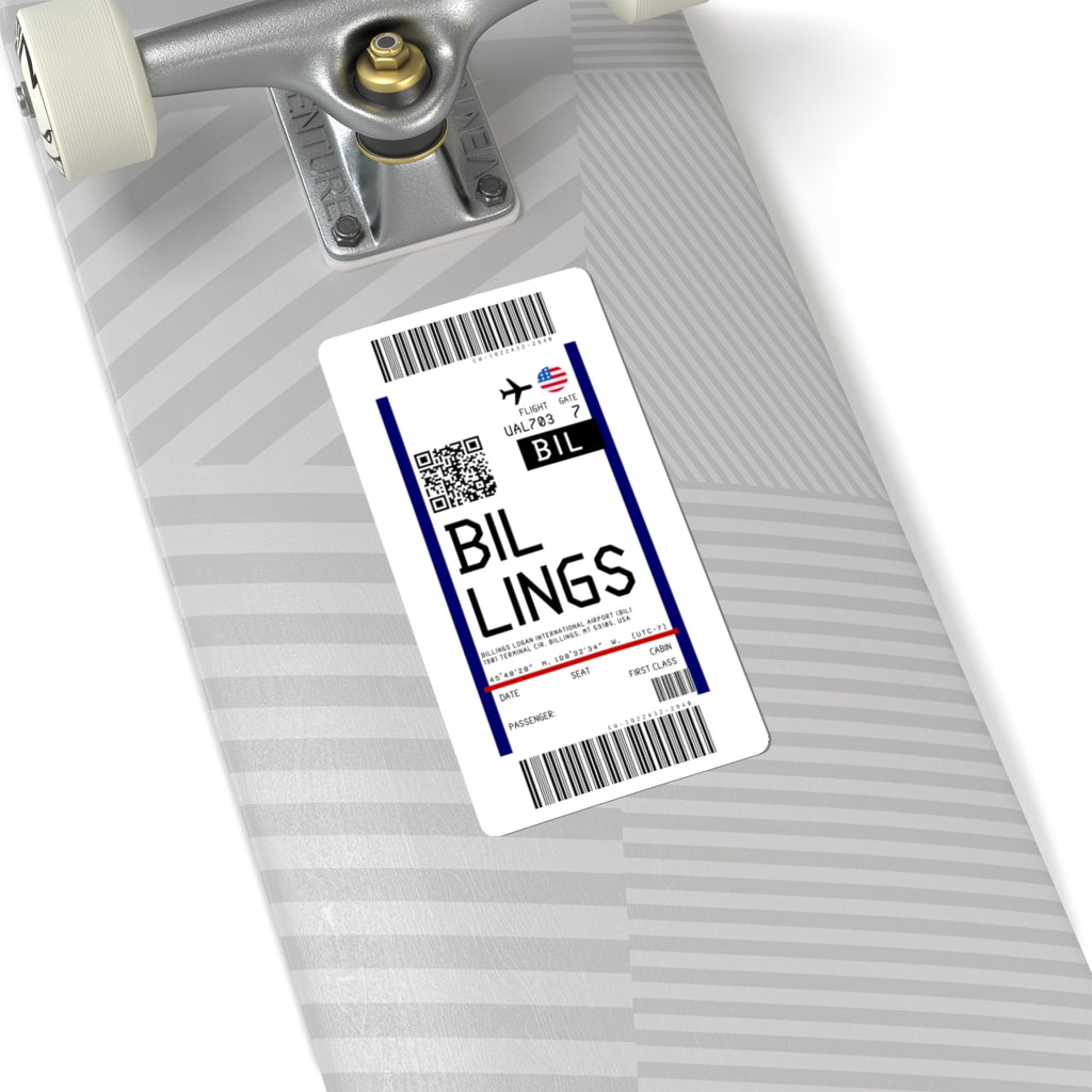 Billings-Logan International Airport  (BIL) Boarding Pass Sticker — Travel Luggage Decal
