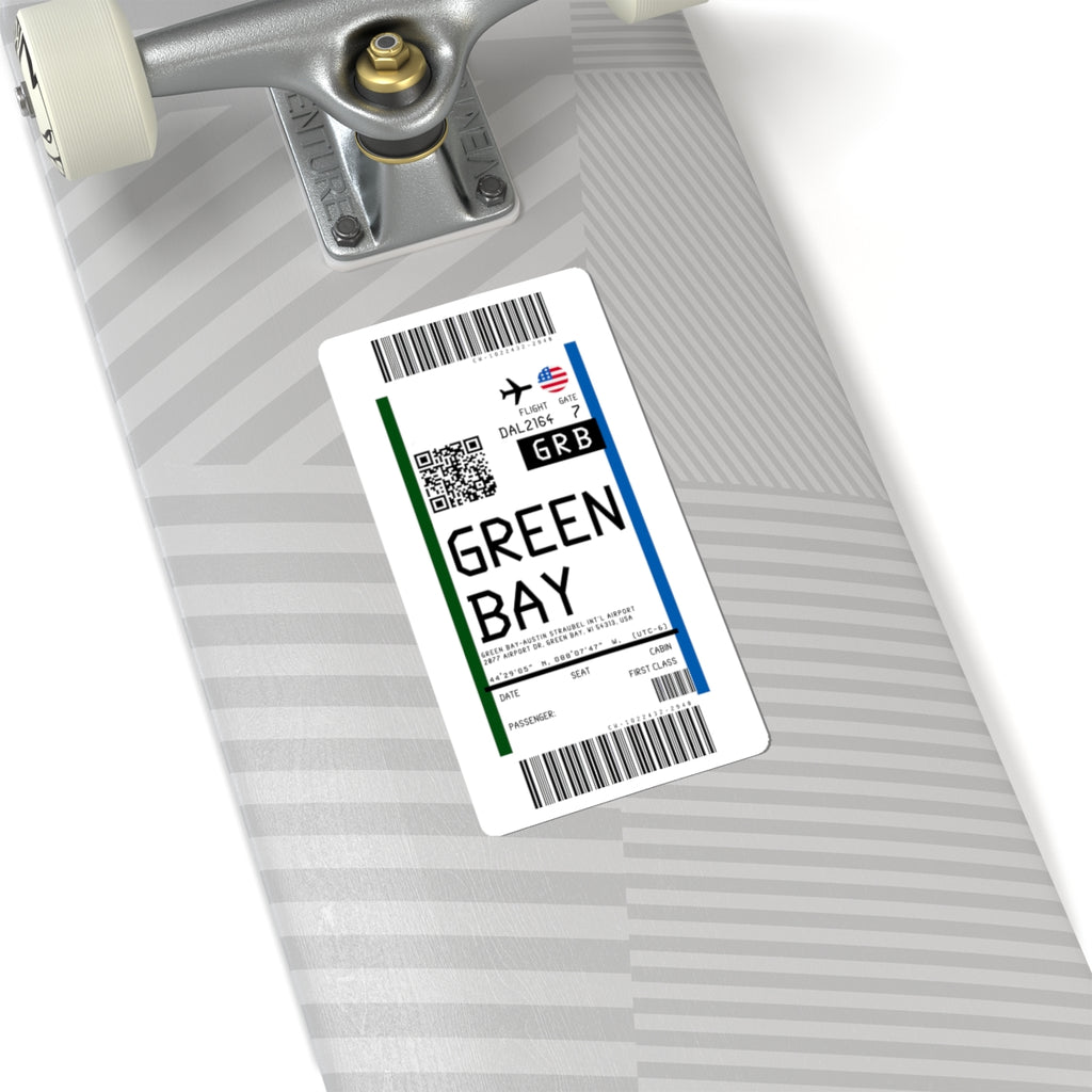 Green Bay Austin Straubel International Airport (GRB) Boarding Pass Sticker — Travel Luggage Decal