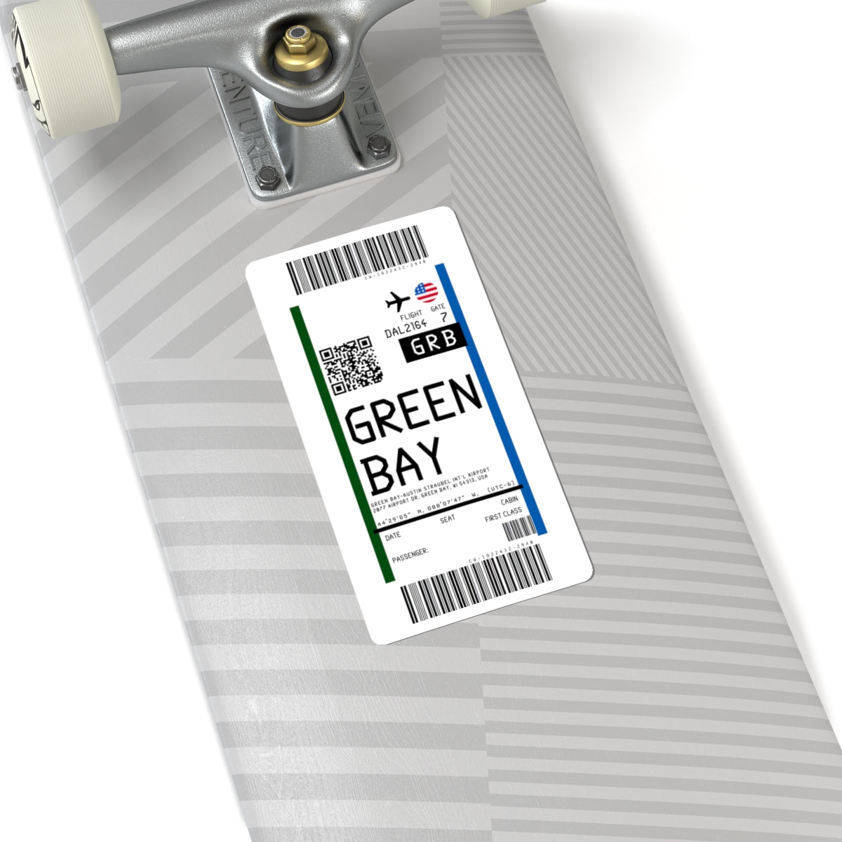 Green Bay Austin Straubel International Airport (GRB) Boarding Pass Sticker — Travel Luggage Decal