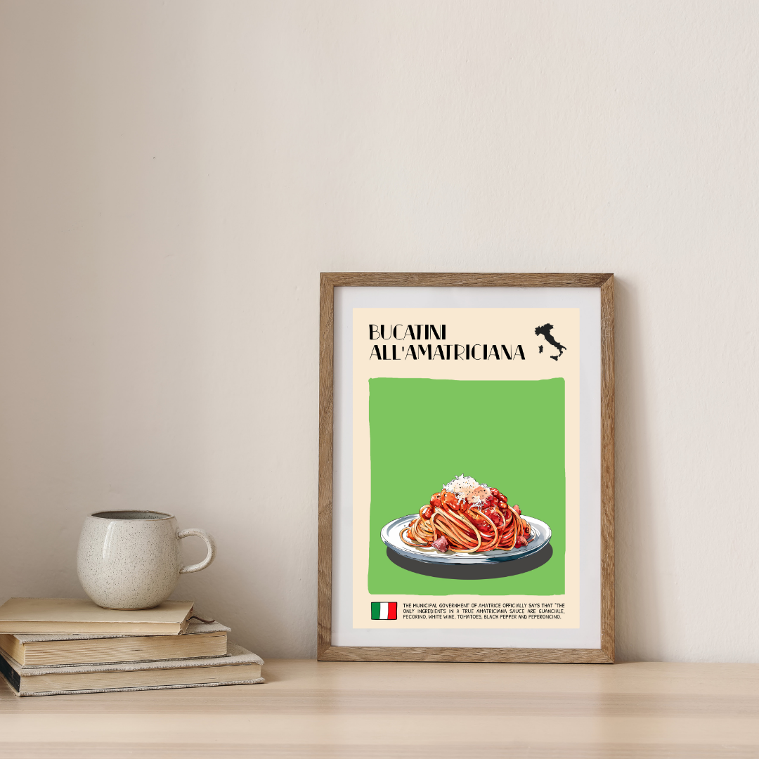 DIGITAL POSTER - ITALIAN FOOD ART - BUCATINI ALL'AMATRICIANA