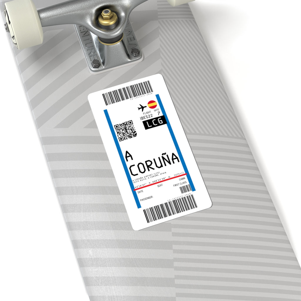 A Coruña Airport (LCG) Boarding Pass Sticker — Travel Luggage Decal