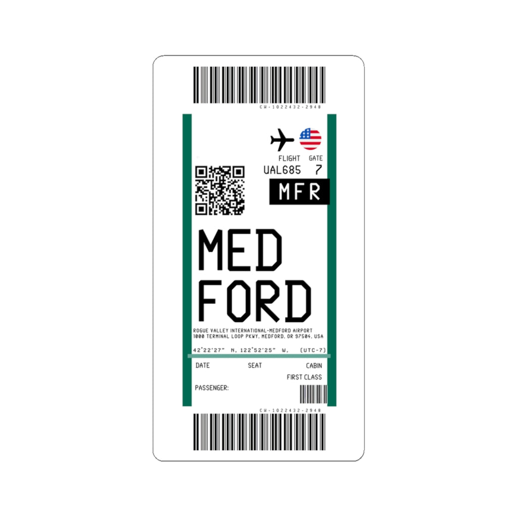 Rogue Valley International Medford Airport (MFR) Boarding Pass Sticker — Travel Luggage Decal