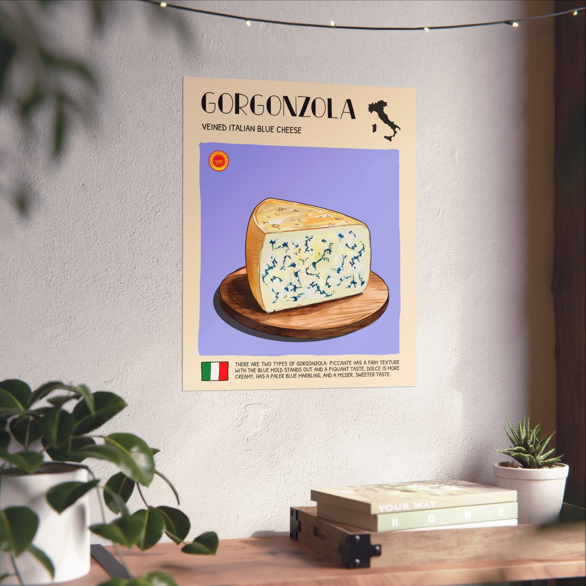 Gorgonzola Cheese Poster — Kitchen Art Vertical Matte Print