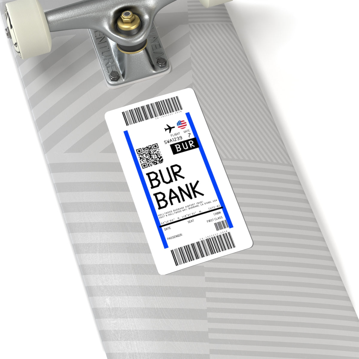 Hollywood Burbank Airport (BUR) Boarding Pass Sticker — Travel Luggage Decal