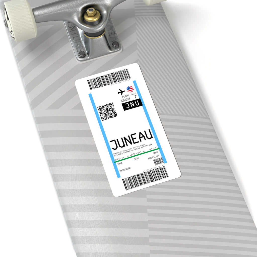Juneau International Airport (JNU) Boarding Pass Sticker — Travel Luggage Decal