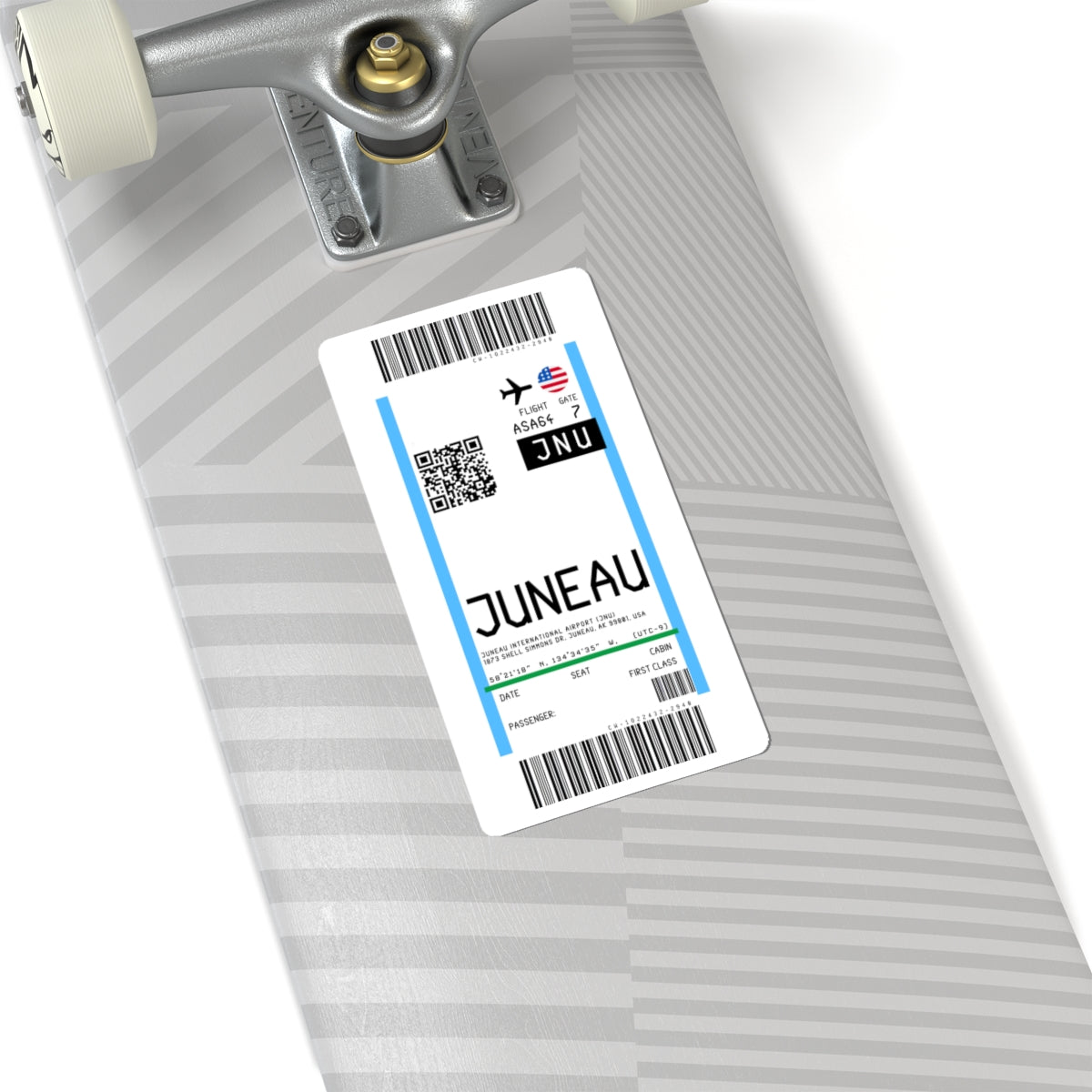 Juneau International Airport (JNU) Boarding Pass Sticker — Travel Luggage Decal
