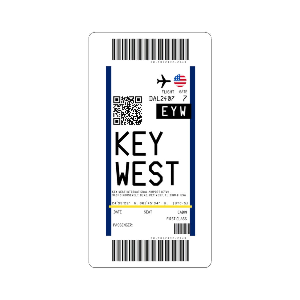 Key West International Airport (EYW) Boarding Pass Sticker — Travel Luggage Decal