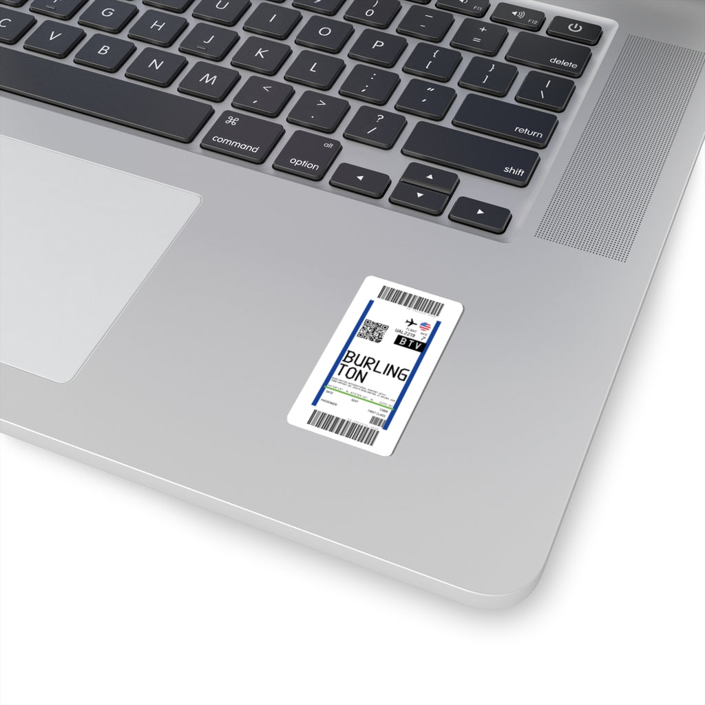 Patrick Leahy Burlington International Airport  (BTV) Boarding Pass Sticker — Travel Luggage Decal