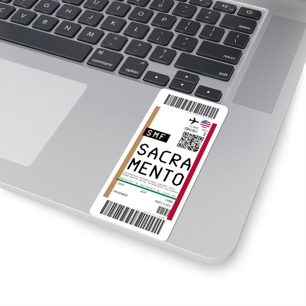 Sacramento International Airport (SMF) Boarding Pass Sticker — Travel Luggage Decal
